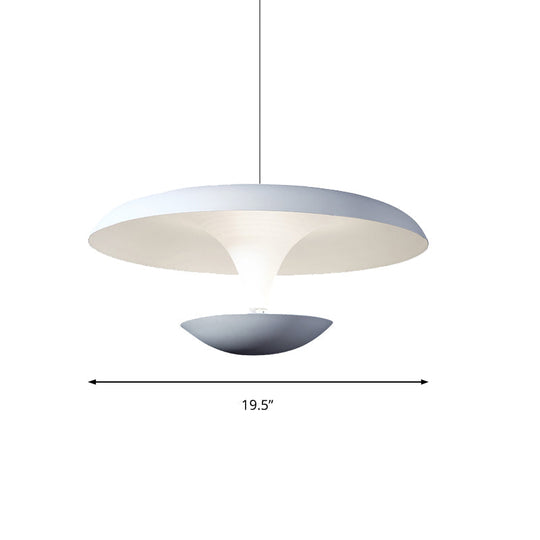 Modern White Disc Pendant Light Fixture - Creative Metal Hanging Lamp, 8.5"/19.5" Wide