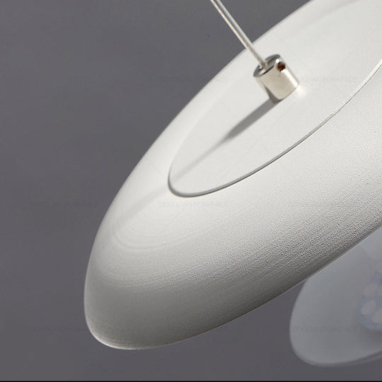 Modern White Disc Pendant Light Fixture - Creative Metal Hanging Lamp, 8.5"/19.5" Wide