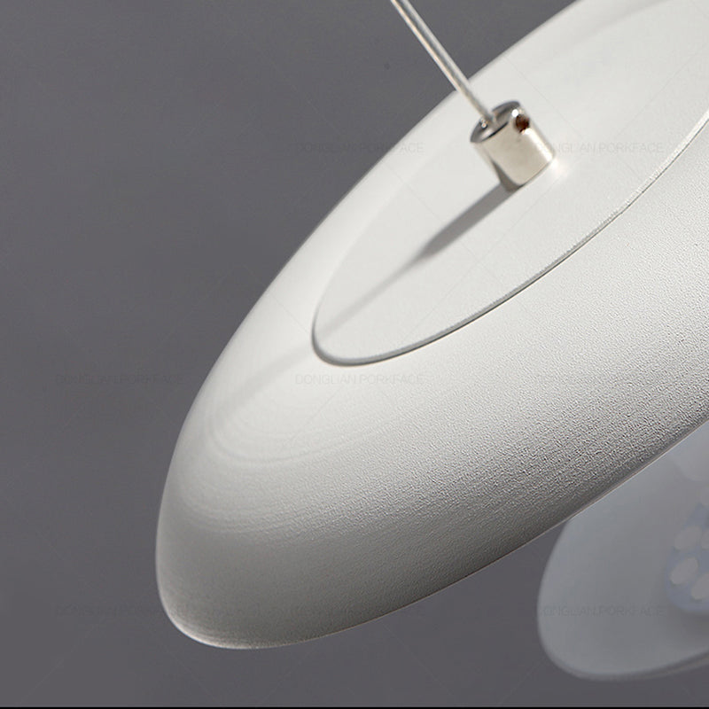 Natalia - White Disc Pendant Light Fixture Modern Metal Hanging Lamp 8.5/19.5