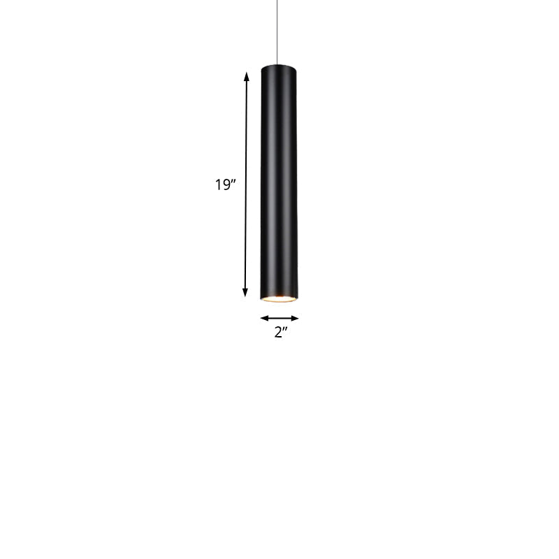 Cylinder Aluminum Pendant Lights - Minimalist Black LED Lighting for Dining Room (11"/19"/27" Height) in Warm/White