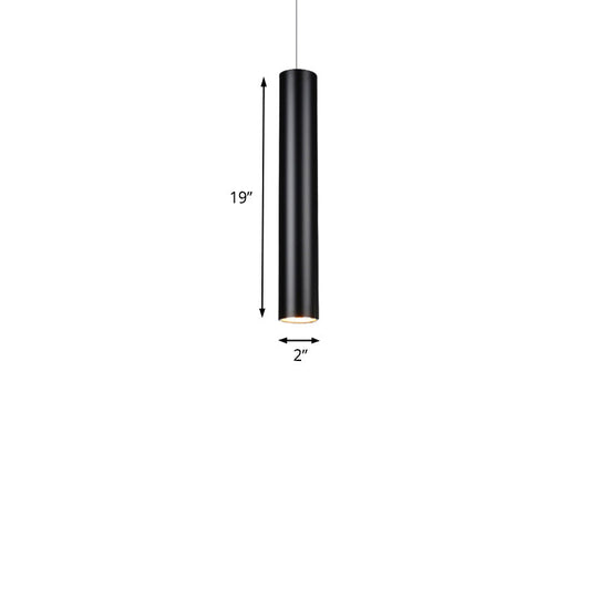 Cylinder Aluminum Pendant Lights - Minimalist Black LED Lighting for Dining Room (11"/19"/27" Height) in Warm/White