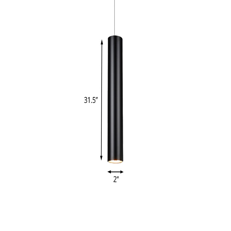 Cylinder Aluminum Pendant Lights - Minimalist Black LED Lighting for Dining Room (11"/19"/27" Height) in Warm/White