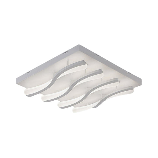 Modern Acrylic LED Flushmount Lighting - Wavy Design, 21.5"/26" Wide Ceiling Flush Light for Living Room in Warm/White Light