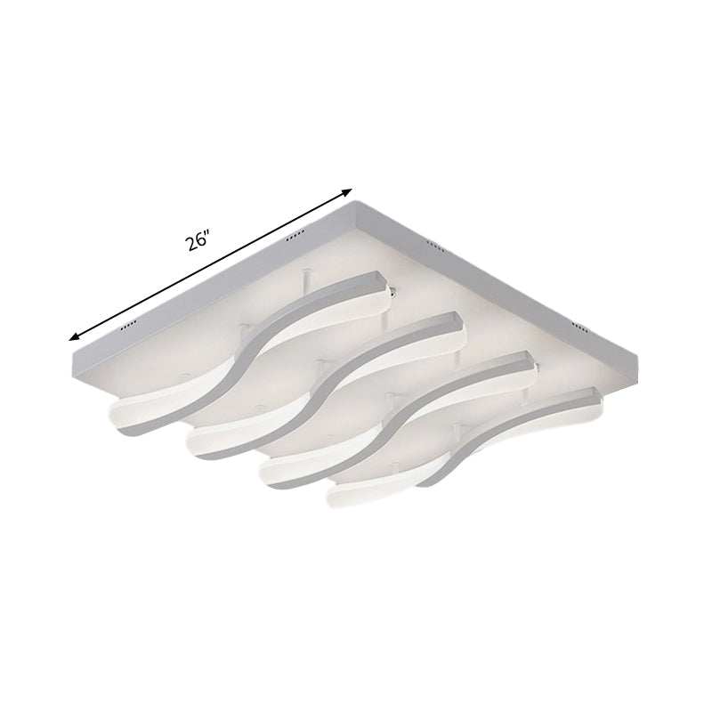 Modern Acrylic LED Flushmount Lighting - Wavy Design, 21.5"/26" Wide Ceiling Flush Light for Living Room in Warm/White Light