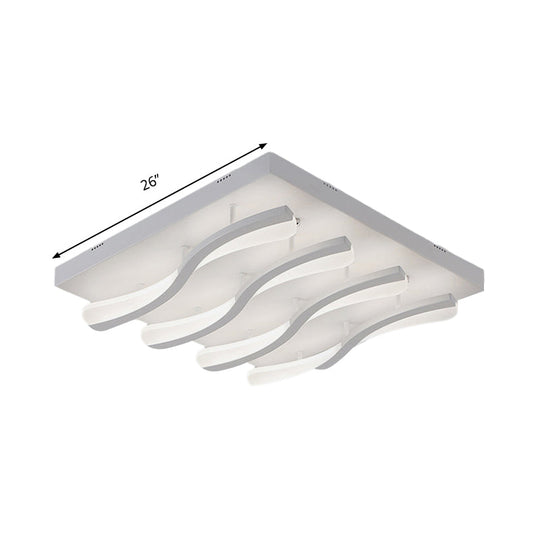 Modern Acrylic LED Flushmount Lighting - Wavy Design, 21.5"/26" Wide Ceiling Flush Light for Living Room in Warm/White Light