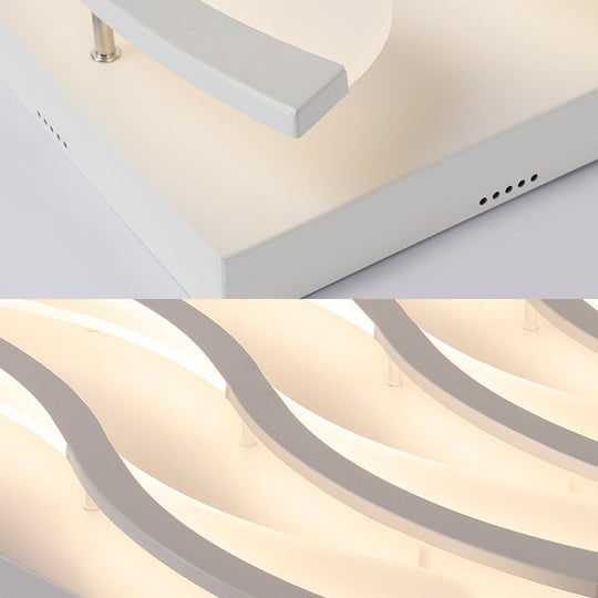 Modern Acrylic LED Flushmount Lighting - Wavy Design, 21.5"/26" Wide Ceiling Flush Light for Living Room in Warm/White Light