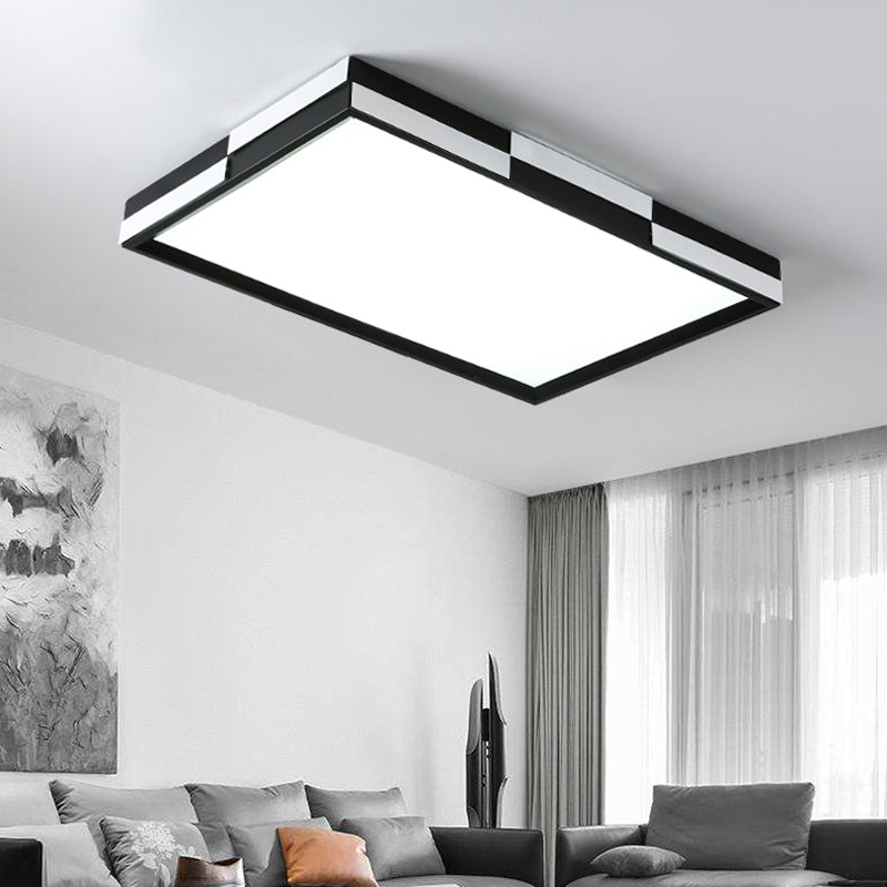 Modern Acrylic LED Black Flush Mount Light, Warm/White Light, 16"/19.5"/37.5" Wide