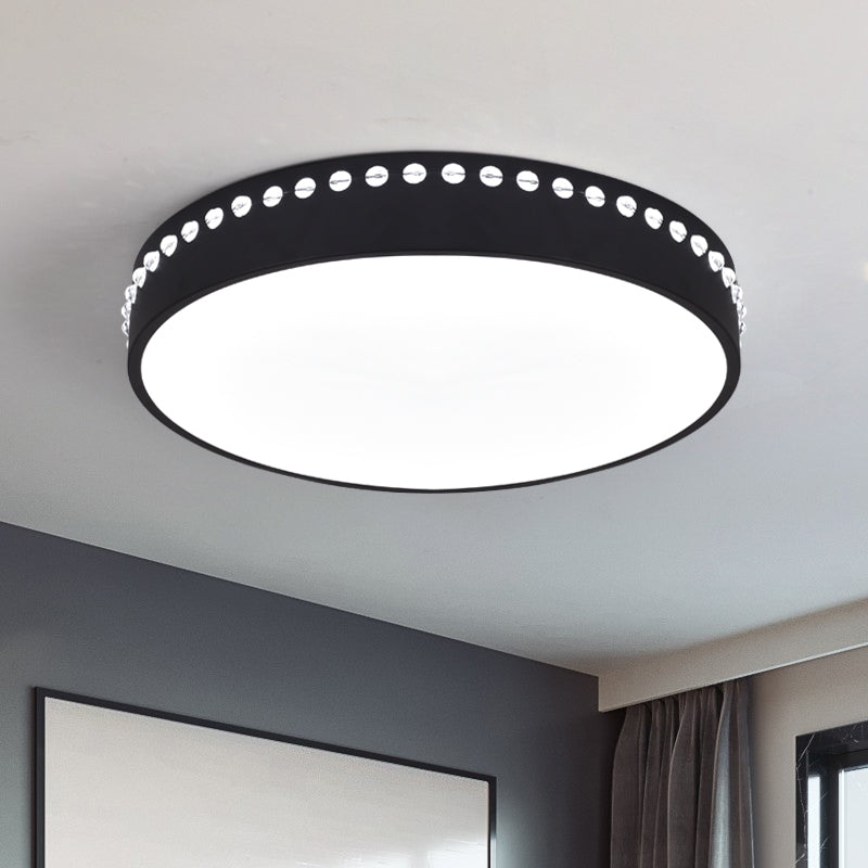Modern Acrylic Flush Mount Drum Ceiling Light Fixture, LED, Black/White/Grey, Warm/White Light, 14"/18"/21.5" Dia