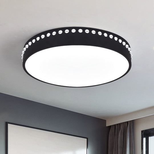 Modern Acrylic Flush Mount Drum Ceiling Light Fixture, LED, Black/White/Grey, Warm/White Light, 14"/18"/21.5" Dia