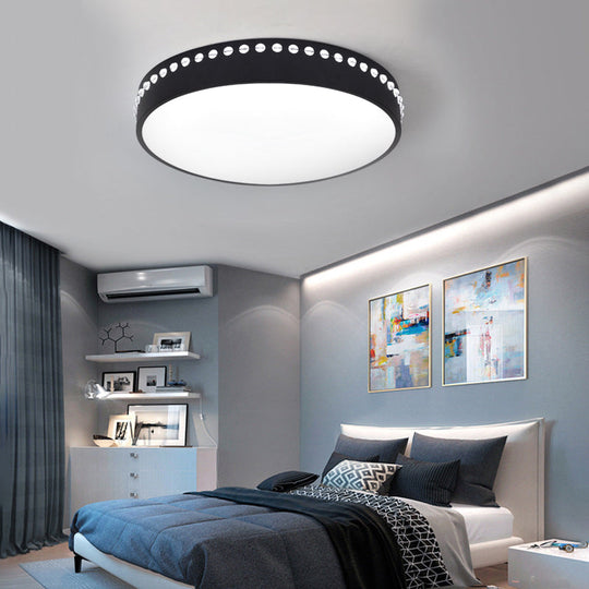 Modern Acrylic Flush Mount Drum Ceiling Light Fixture, LED, Black/White/Grey, Warm/White Light, 14"/18"/21.5" Dia
