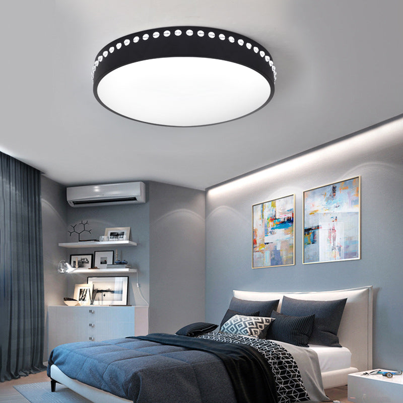 Modern Acrylic Flush Mount Drum Ceiling Light Fixture Led Black/White/Grey Warm/White 14/18/21.5 Dia