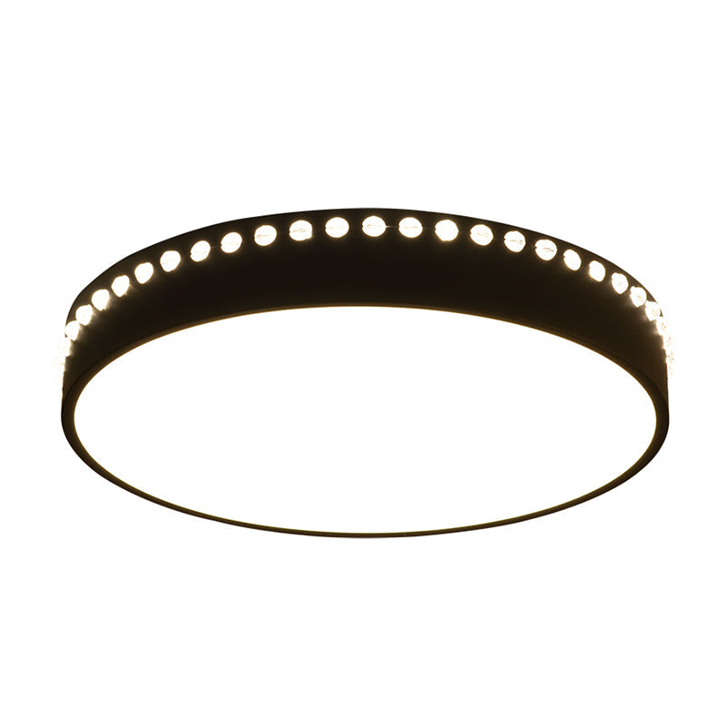 Modern Acrylic Flush Mount Drum Ceiling Light Fixture, LED, Black/White/Grey, Warm/White Light, 14"/18"/21.5" Dia