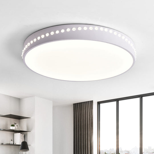 Modern Acrylic Flush Mount Drum Ceiling Light Fixture, LED, Black/White/Grey, Warm/White Light, 14"/18"/21.5" Dia