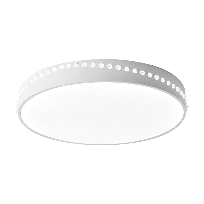Modern Acrylic Flush Mount Drum Ceiling Light Fixture, LED, Black/White/Grey, Warm/White Light, 14"/18"/21.5" Dia