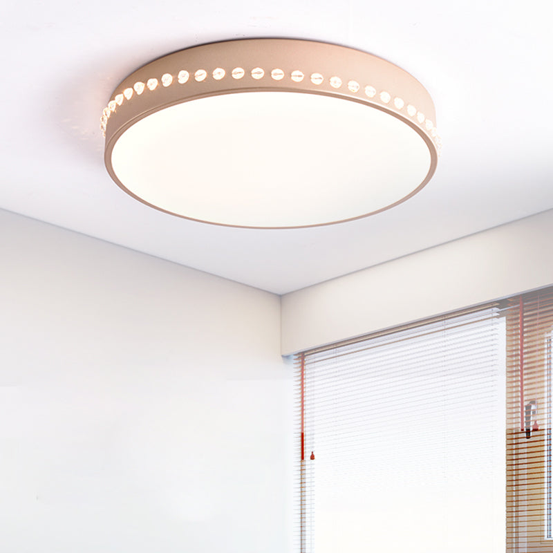 Modern Acrylic Flush Mount Drum Ceiling Light Fixture, LED, Black/White/Grey, Warm/White Light, 14"/18"/21.5" Dia