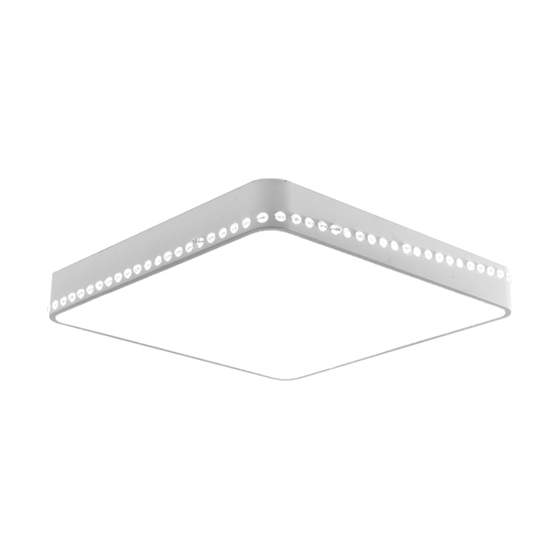 Modern Acrylic LED Ceiling Lamp with Crystal Accents - Available in Black, White, and Gold Finish, 18"/21.5" Square Flush Mount with Warm or White Light