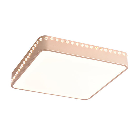 Modern Acrylic LED Ceiling Lamp with Crystal Accents - Available in Black, White, and Gold Finish, 18"/21.5" Square Flush Mount with Warm or White Light