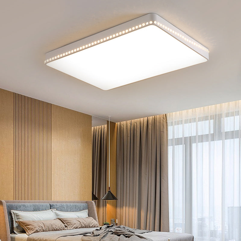 Modern LED Flush Mount Ceiling Light in White/Gold with Crystal Accents