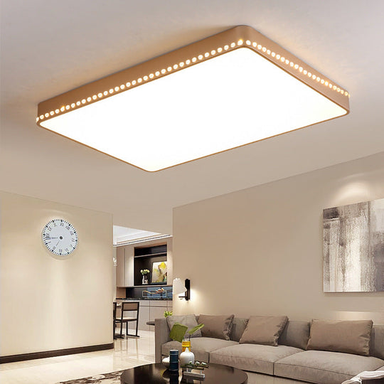 Modern LED Flush Mount Ceiling Light in White/Gold with Crystal Accents
