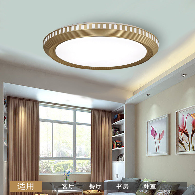 Modern Gold Flush Ceiling Light for Bedroom - Round Acrylic Shade, White/Warm Light