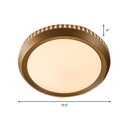 Modern Gold Flush Ceiling Light for Bedroom - Round Acrylic Shade, White/Warm Light