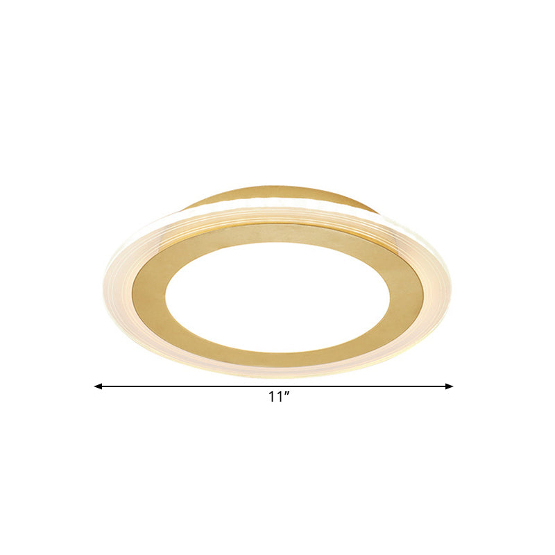 Sleek Round Panel Ceiling Light With Simplicity Led For Corridor - Gold Flush Mount