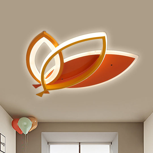 Plafonnier pour chambre d'enfant : plafonnier en acrylique avec motif de feuilles - éclairage LED noir/orange