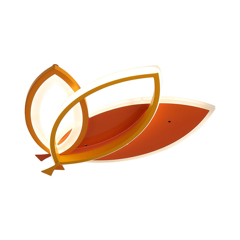 Plafonnier pour chambre d'enfant : plafonnier en acrylique avec motif de feuilles - éclairage LED noir/orange