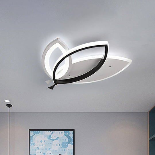 Plafonnier pour chambre d'enfant : plafonnier en acrylique avec motif de feuilles - éclairage LED noir/orange