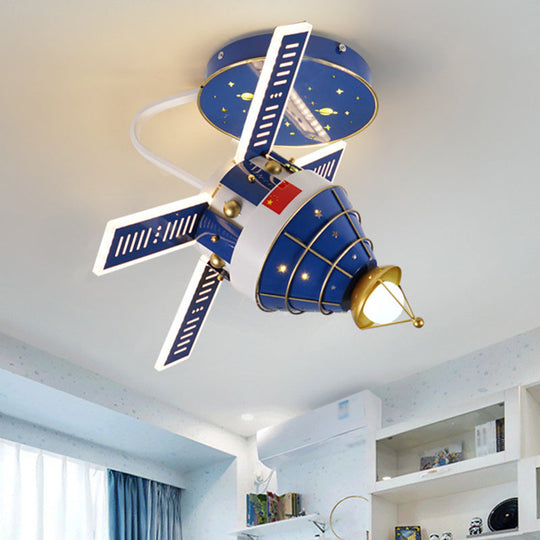 Plafonnier LED encastré Blue Satellite avec abat-jour en métal moderniste et éclairage encastré