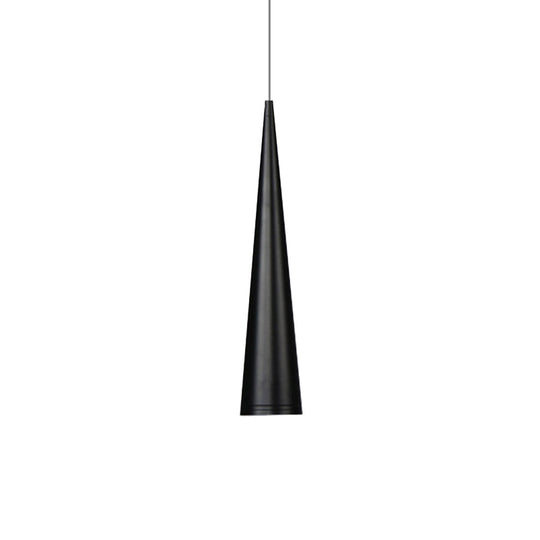 Modern White/Black Tapered LED Pendant Light for Dining Room - Metal Fixture in White/Warm