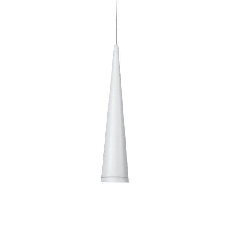 Modern White/Black Tapered LED Pendant Light for Dining Room - Metal Fixture in White/Warm