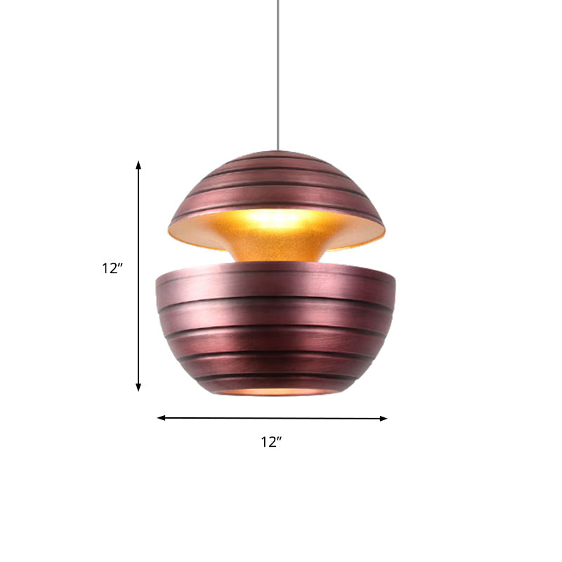 Nordic Purple Metal Ceiling Pendant Light For Dining Room - 1 Hanging Globe Lamp