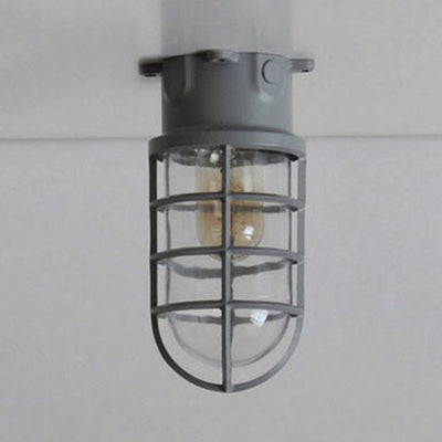 Industrial Flush Mount Ceiling Light with Clear Glass Cylinder Shade in Black/White/Pink - 1 Light