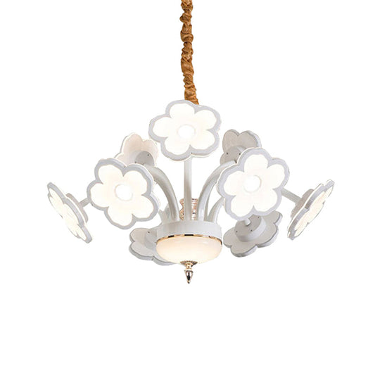 Modern LED White Flower Chandelier with Acrylic Shades