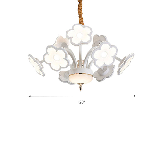 Modern LED White Flower Chandelier with Acrylic Shades
