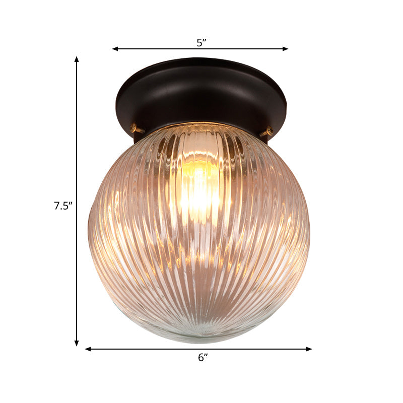 Plafonnier moderne à 1 lumière avec boule noire et verre transparent