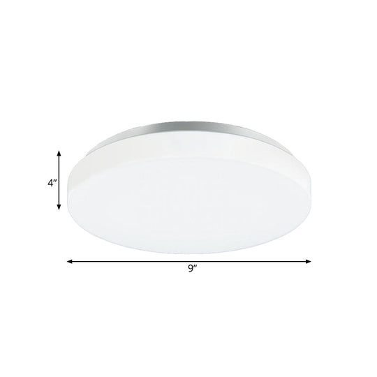 Modern Round LED Ceiling Light with Acrylic Shade - Metal White, 7.5"/9"/12" Dia - Flush Mount Fixture for Bedroom