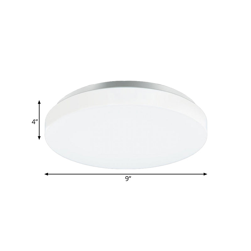 Modern Round Led Ceiling Light With Acrylic Shade - Metal White 7.5/9/12 Dia Flush Mount Fixture For