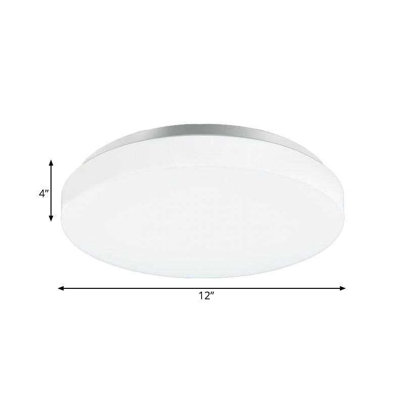 Modern Round Led Ceiling Light With Acrylic Shade - Metal White 7.5/9/12 Dia Flush Mount Fixture For