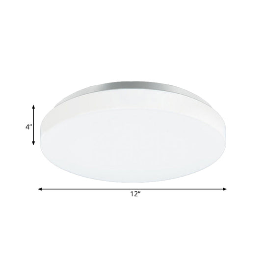 Modern Round Led Ceiling Light With Acrylic Shade - Metal White 7.5/9/12 Dia Flush Mount Fixture For