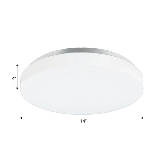 Modern Round LED Ceiling Light with Acrylic Shade - Metal White, 7.5"/9"/12" Dia - Flush Mount Fixture for Bedroom