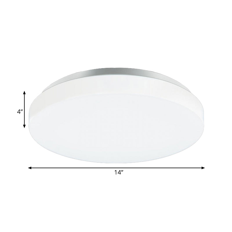 Modern Round Led Ceiling Light With Acrylic Shade - Metal White 7.5/9/12 Dia Flush Mount Fixture For