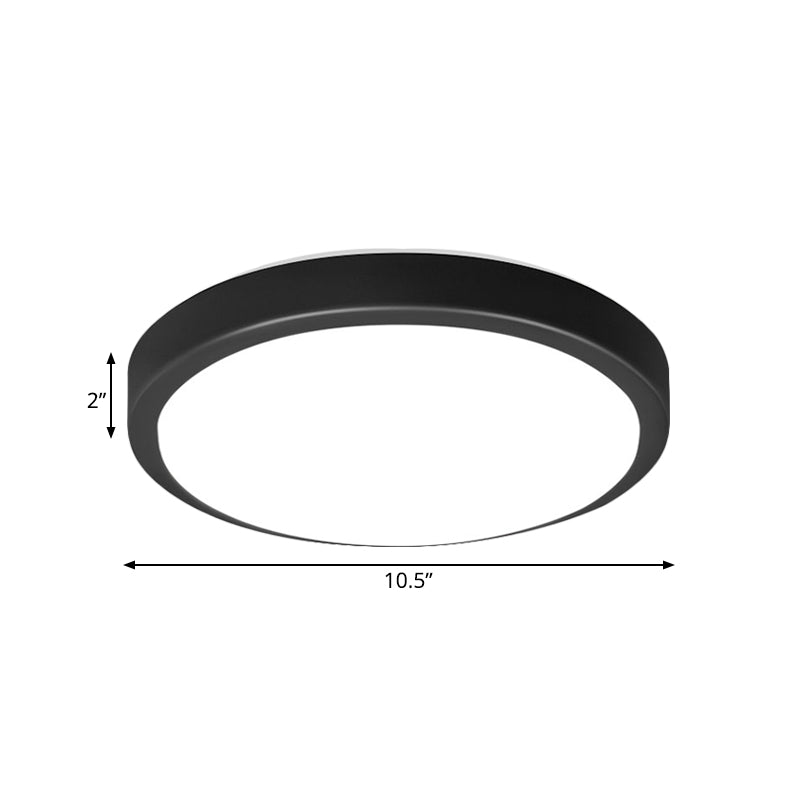 Contemporary Led Flush Mount Ceiling Light In Black With Acrylic Shade Warm/White 10.5-16 Diameter