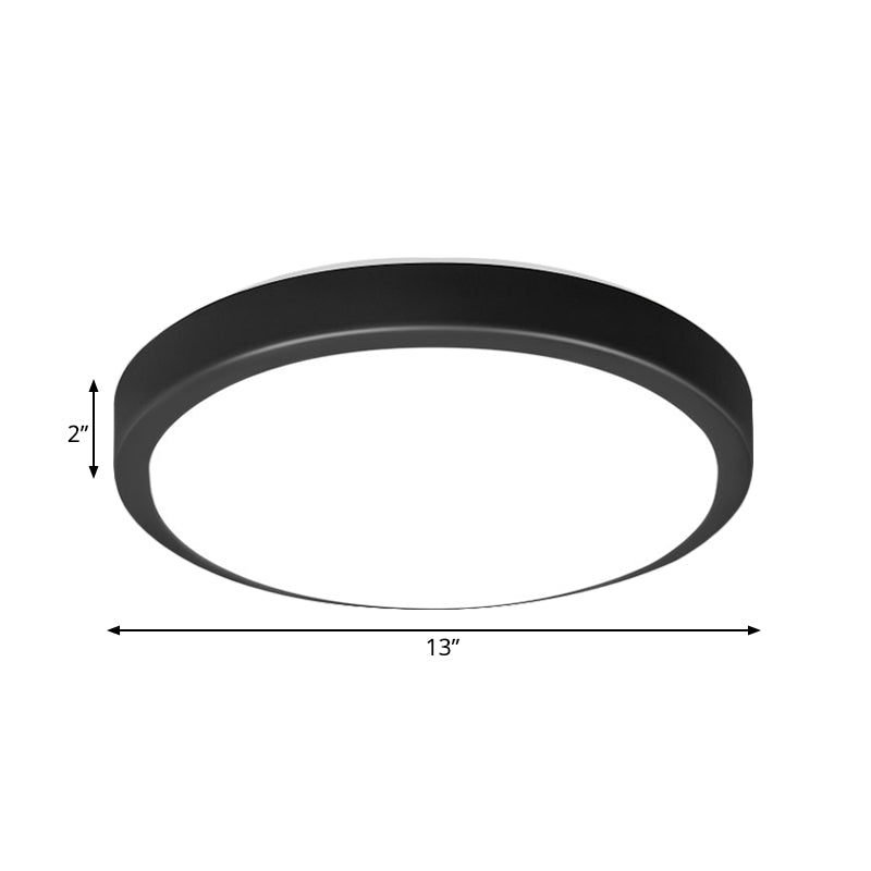 Contemporary LED Flush Mount Ceiling Light in Black with Acrylic Shade, Warm/White, 10.5-16" Diameter for Living Room