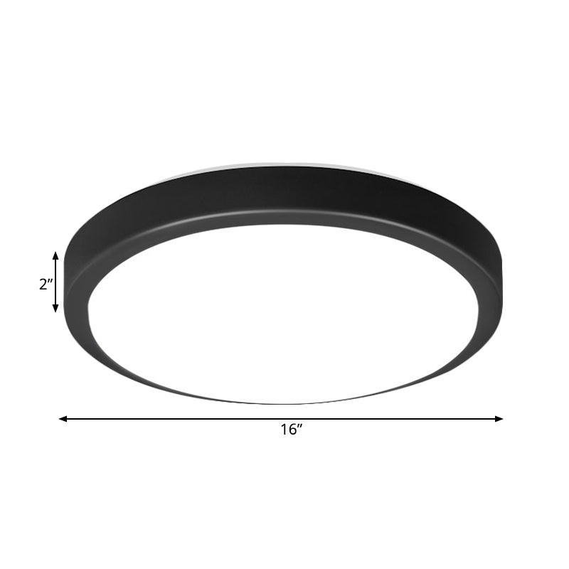 Contemporary LED Flush Mount Ceiling Light in Black with Acrylic Shade, Warm/White, 10.5-16" Diameter for Living Room