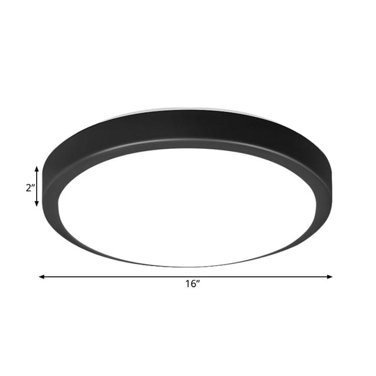 Contemporary LED Flush Mount Ceiling Light in Black with Acrylic Shade, Warm/White, 10.5-16" Diameter for Living Room