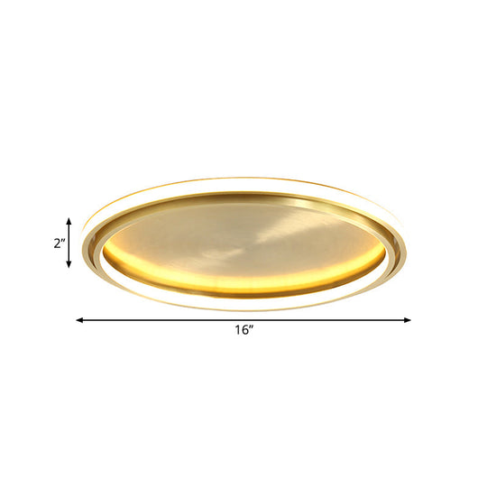 Modern LED Circle Flush Mount Ceiling Light in Gold - 16"/19.5" Wide for Bedroom