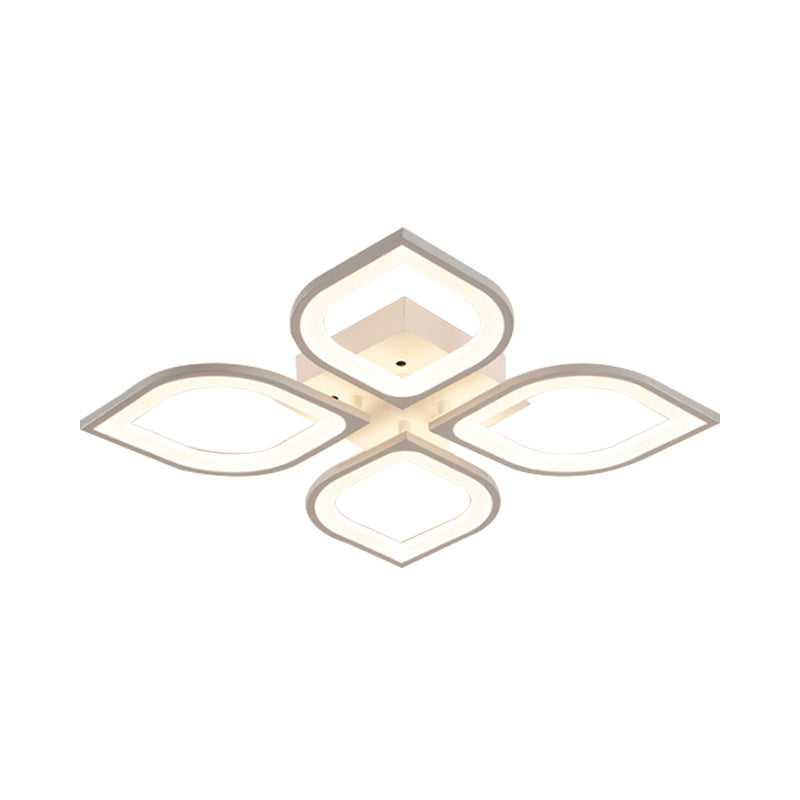 LED Flush Mount Ceiling Light with Leaf Acrylic Shade - White/Warm/Natural Lighting Fixture for Bedroom (4/6/8 Lights)