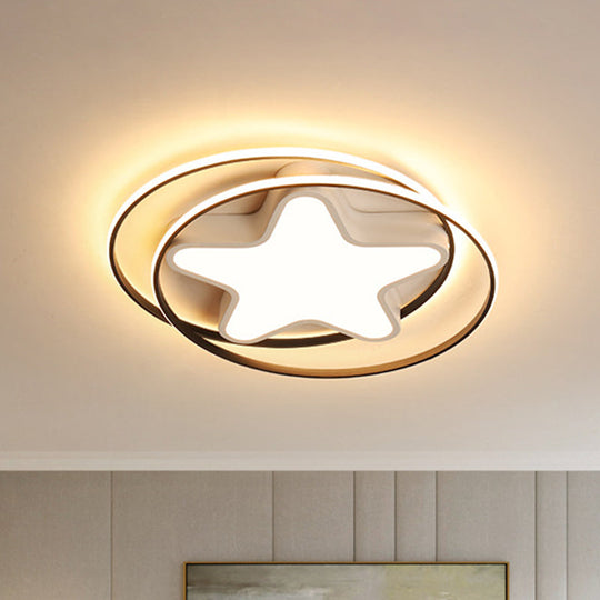 Modern Acrylic Star Flush Ceiling Light LED Flush Mount Fixture in Warm/White Light - White Ring